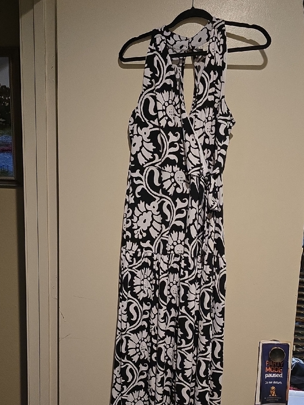 Black & White Floral Halter Maxi Dress - Classic Women's Summer Dress